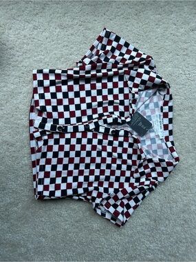 Urban Renewal Checkerboard Crop Top in Black and Burgundy